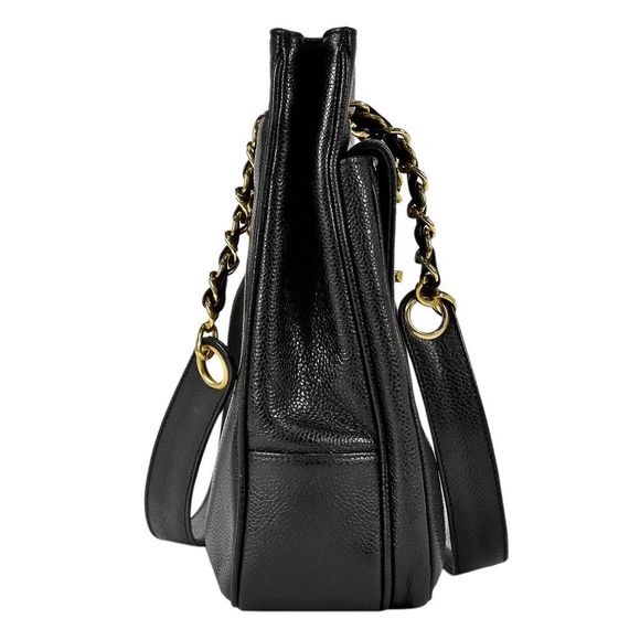 Chanel Tote Bag Cocomark Chain Tote Caviar Skin Black CC Shoulder Bag - Picture 2 of 7
